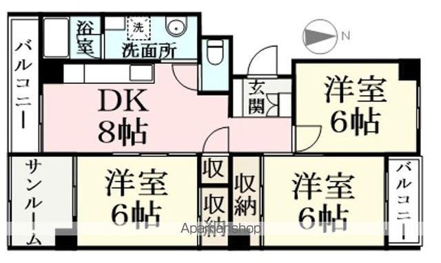 レジデンス黒葉(3DK/1階)の間取り写真