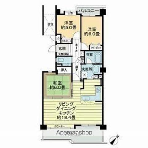 ライオンズガーデンヒルズ富士見台壱番館(3LDK/3階)の間取り写真