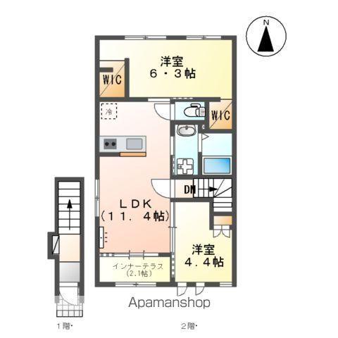 ルシェロ(2LDK/2階)の間取り写真