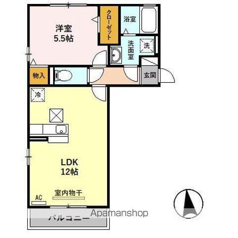 コアロード III A棟(1LDK/1階)の間取り写真