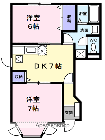 リバ-Nハイツ(2DK/1階)の間取り写真