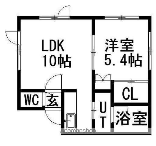 ノーブル南郷(1LDK/1階)の間取り写真