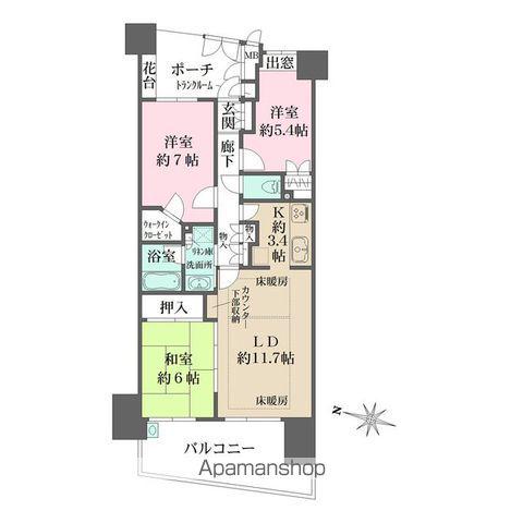 エールの丘(3LDK/7階)の間取り写真