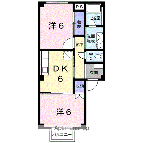 シティハイツ秋櫻(2DK/1階)の間取り写真