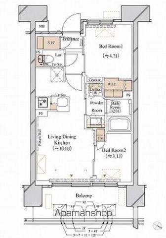 ブランシエスタ新丸子リバーフロント(2LDK/6階)の間取り写真