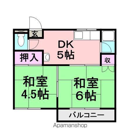 グリーンハイツ小林(2DK/1階)の間取り写真
