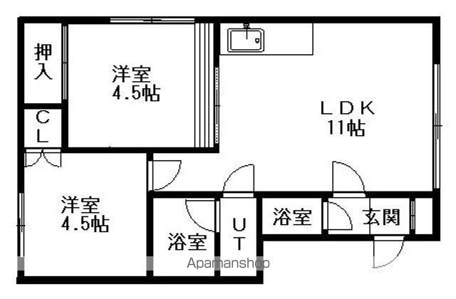 Kビル(2LDK/2階)の間取り写真