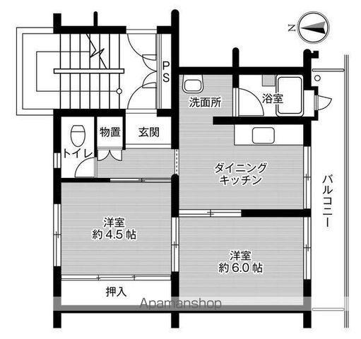ビレッジハウス的場 2号棟(2DK/5階)の間取り写真