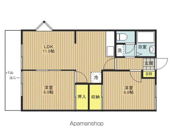 グランハイム宮沢G棟(2LDK/1階)の間取り写真