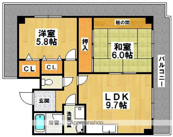 ベルドムール羽衣(2DK/4階)の間取り写真