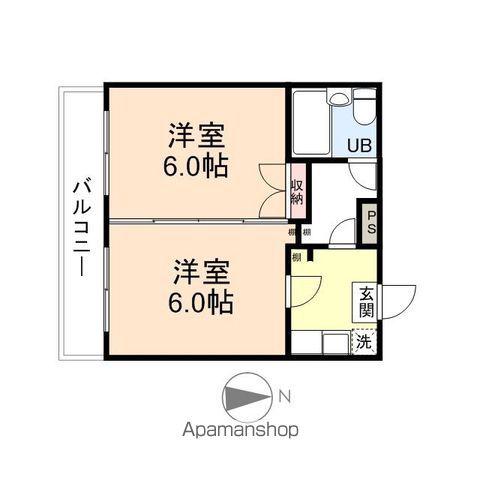 コーポ栗山(2K/2階)の間取り写真