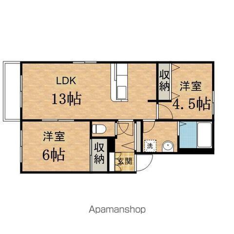 パ-クリバ-(2LDK/2階)の間取り写真