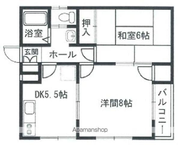 OLDRIVERハイツⅡ(2K/2階)の間取り写真