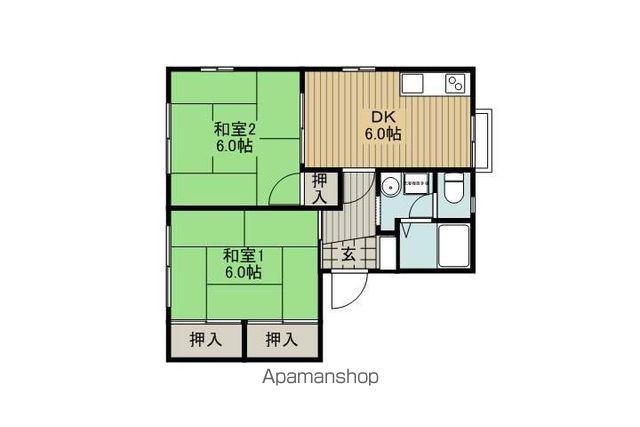 ハウゼ森A(2DK/1階)の間取り写真