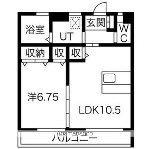 サンピュア・エミール(1LDK/2階)の間取り写真