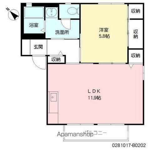 ラークB(1LDK/2階)の間取り写真