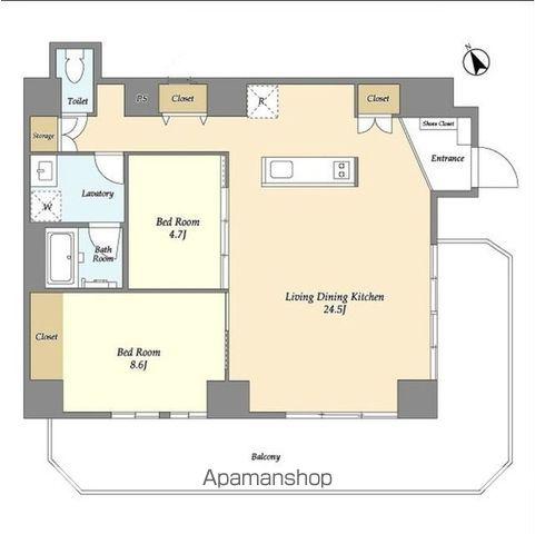 PATH浅草(2LDK/1階)の間取り写真
