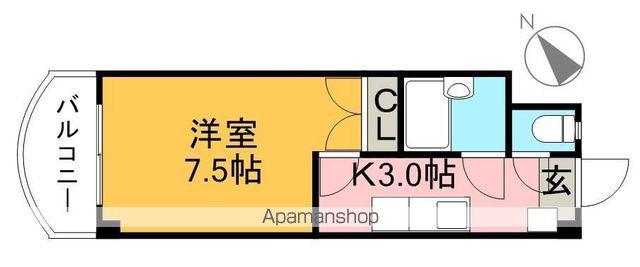 ピュアコート高須(1K/4階)の間取り写真