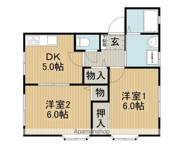 コーポチャムF(2K/1階)の間取り写真