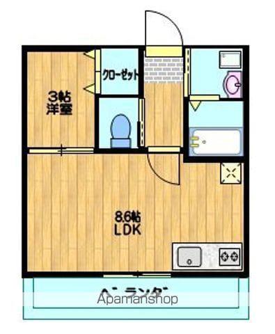 アンボワーズ(1LDK/2階)の間取り写真