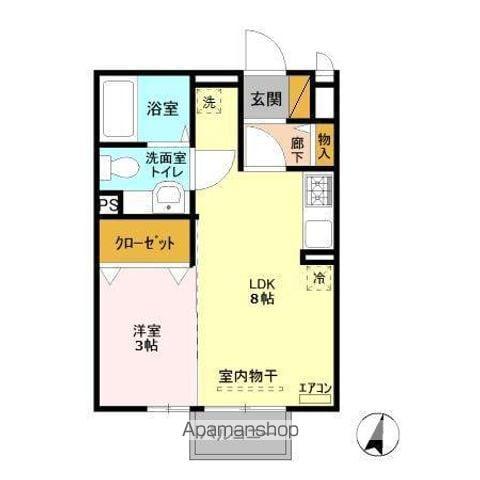 ハイデルベーレB(1LDK/2階)の間取り写真