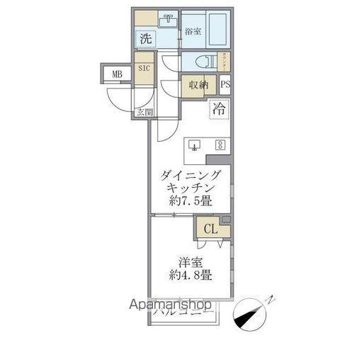コンポジット早稲田鶴巻町(1DK/1階)の間取り写真