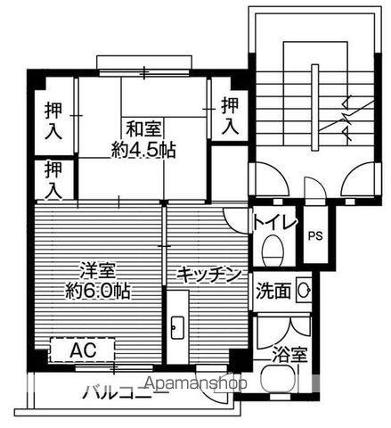 ビレッジハウス小山1号棟(2K/4階)の間取り写真