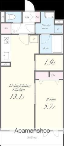 西武鉄道拝島線 武蔵砂川駅 徒歩3分 3階建 築3年(1LDK/1階)の間取り写真