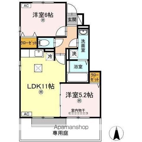 ウィンドヒル(2LDK/1階)の間取り写真