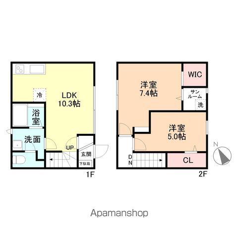 カサーレ蓮町 Ⅱ棟(2LDK/2階)の間取り写真