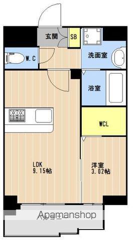 LIBTH西新Ⅲ(1LDK/8階)の間取り写真