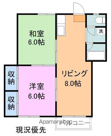 コーポ檀上(2DK/1階)の間取り写真