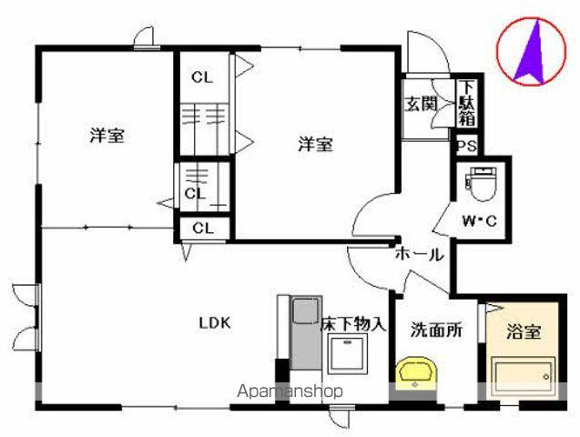 ファシリテ別府(2LDK/1階)の間取り写真