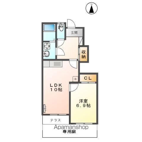 サンパステル(1LDK/1階)の間取り写真