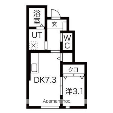 ワンリッチ金ヶ崎C(1LDK/1階)の間取り写真