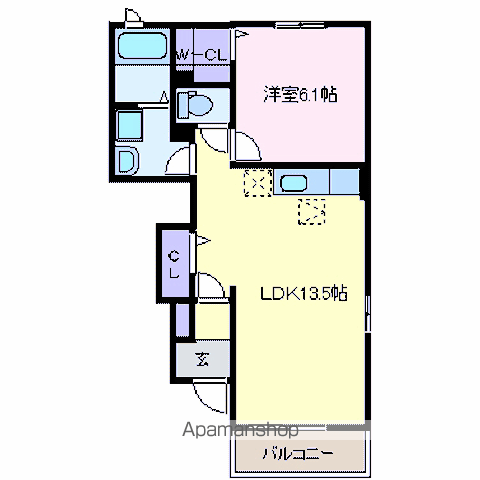 CLEARWATER(1LDK/1階)の間取り写真