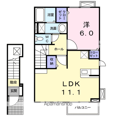 AUBEBELLE(1LDK/2階)の間取り写真