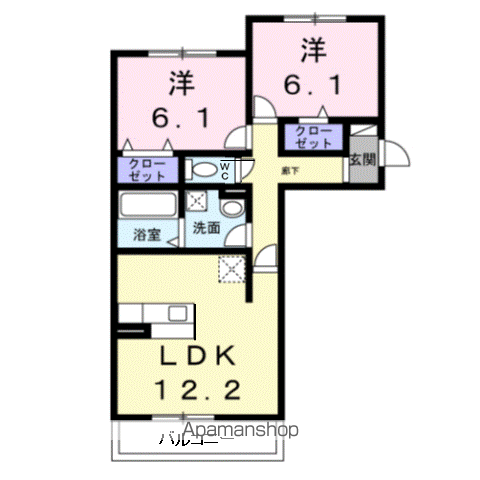 山陽本線 大門駅(広島) 徒歩8分 3階建 築8年(2LDK/3階)の間取り写真
