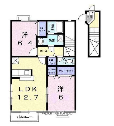 サンライト国分寺B(2LDK/2階)の間取り写真