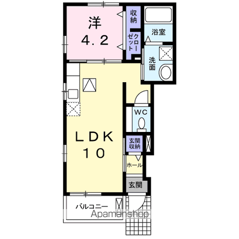ソレイユ(1LDK/1階)の間取り写真