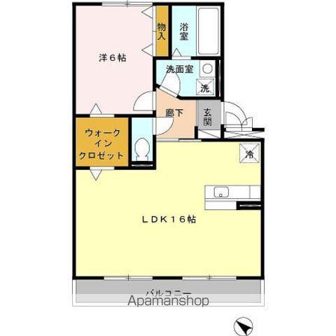 ハピネスヒルズ(1LDK/3階)の間取り写真