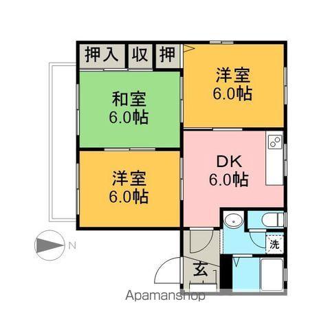 ディアス・ルミエール(3DK/2階)の間取り写真