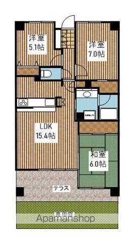 サーパス南万代(3LDK/1階)の間取り写真