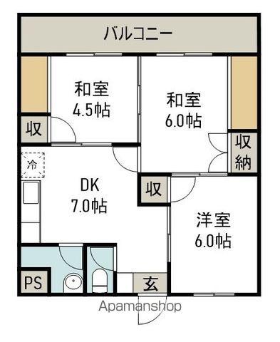 プレールサナベ(3DK/3階)の間取り写真