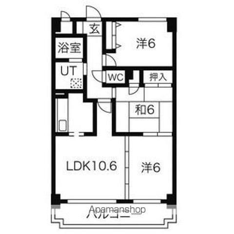 ロジュマン春日井(3LDK/5階)の間取り写真