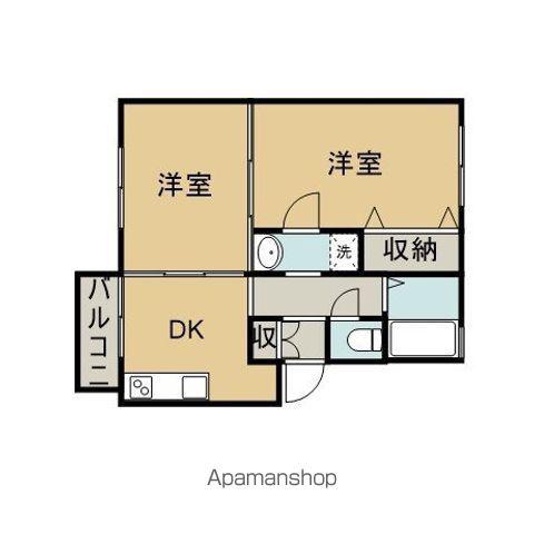 フェリスA(2DK/2階)の間取り写真