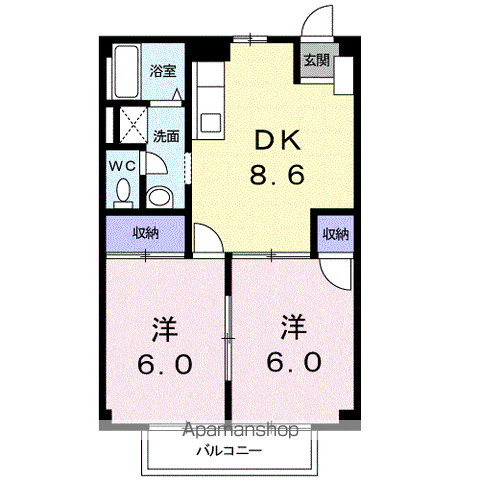 マルトコテージ(2DK/2階)の間取り写真