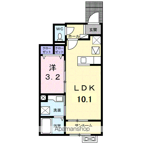 パークサイド メゾン(1LDK/1階)の間取り写真