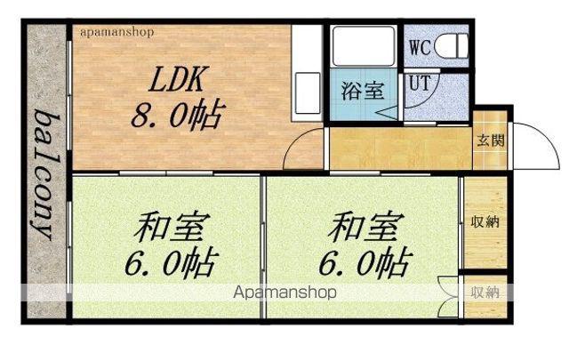 富岡レジデンス(2DK/5階)の間取り写真