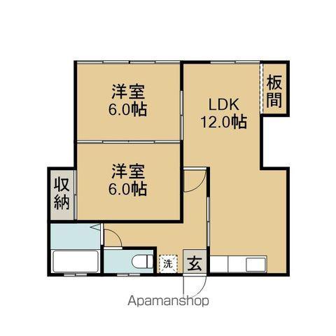 須賀川荘A(2LDK/1階)の間取り写真